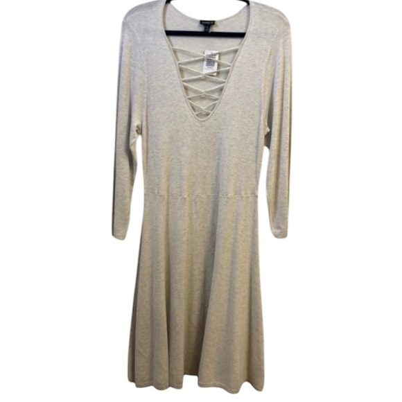 torrid Dresses & Skirts - Torrid Gray Long Sleeve A-line Dress with V-neck for Wedding Guest